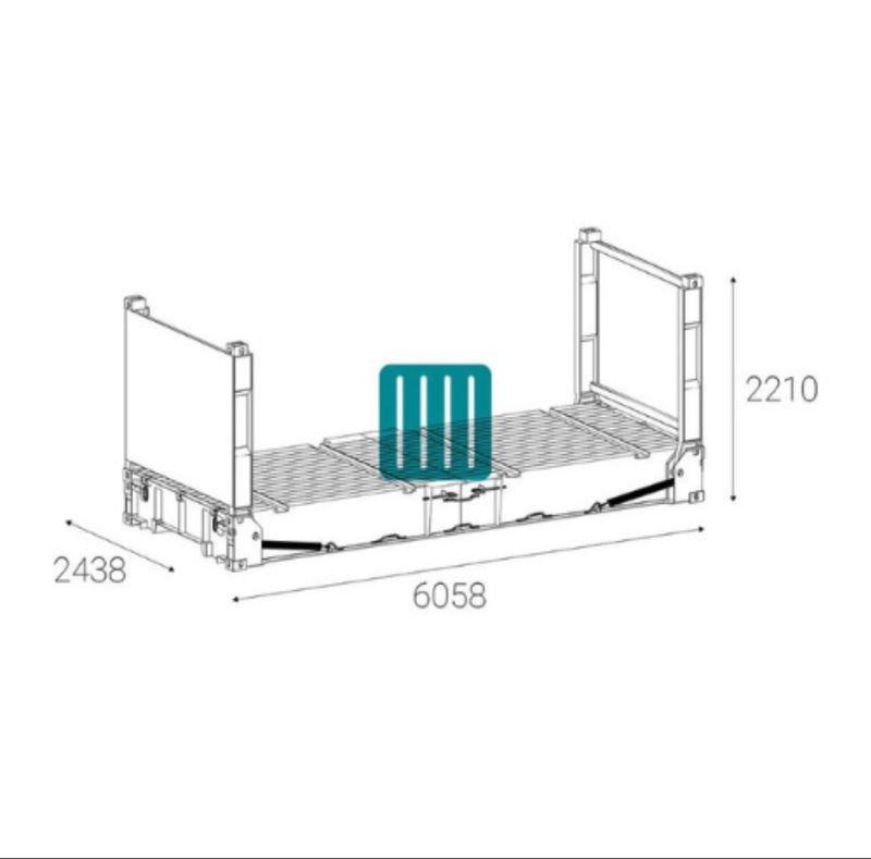 Conteneur flat rack de 20 pieds